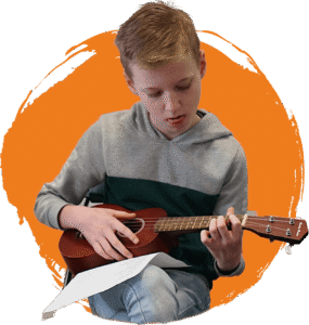 De ukelele heeft een mooi formaat voor kinderhanden