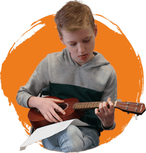 De ukelele heeft een mooi formaat voor kinderhanden