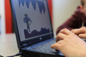 Game Design met Scratch tijdens workshop.